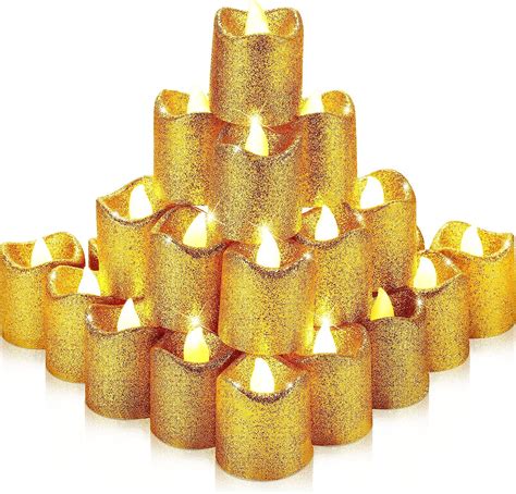 gold battery operated candles|gold glitter flameless candles.